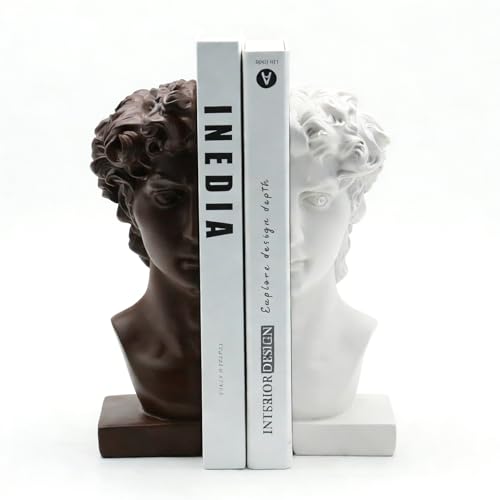 Lukitas David Bookends Heavy Duty, Half-and-Half Book Ends, BN/WH 9.5'' - color: David - Bn&wh