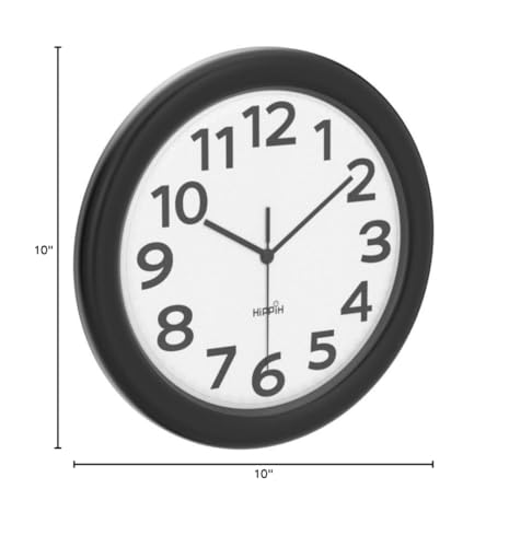 HIPPIH 10 Inch Wall Clock, 2Pack Silent Non Ticking Battery Operated Clocks - color: With Black Second Hand, size: 10 inches