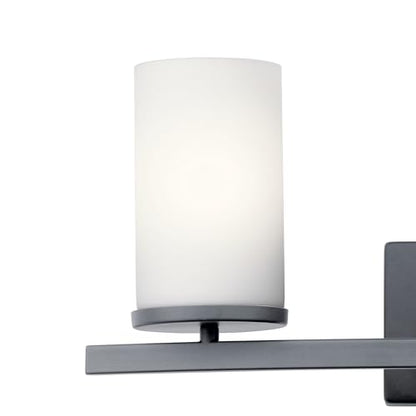 Kichler Crosby 3-Light Bathroom Vanity Light, Black - color: Black, size: 3 Light, style: Satin Etched Cased Opal Glass