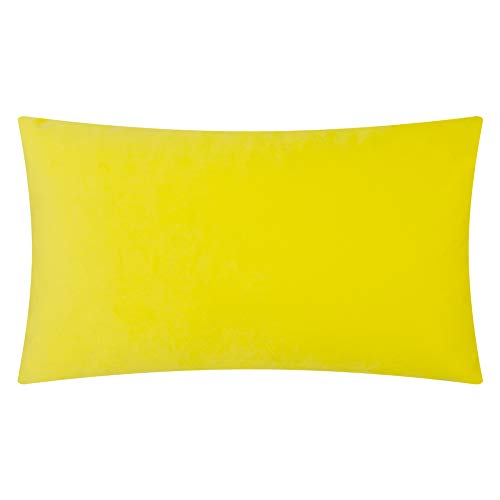 KINGROSE Velvet 3D Floral Lumbar Throw Pillow Cover, York Yellow, 12x20 in - color: York Yellow - Velvet