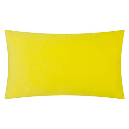 KINGROSE Velvet 3D Floral Lumbar Throw Pillow Cover, York Yellow, 12x20 in - color: York Yellow - Velvet