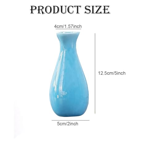 Small Ceramic Bud Vase Flower Vase Decorative Floral Holder (Blue) - color: Blue