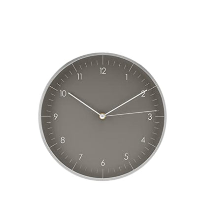 LUUK LIFESTYLE Modern Silent Quartz Wall Clock, 10in, Dark Grey & Silver | Designed in Germany, Simple & Elegant, Non-ticking, Analog, Battery operated, Housewarming gift, for Living room, Bedroom - color: Dark Grey, 10"