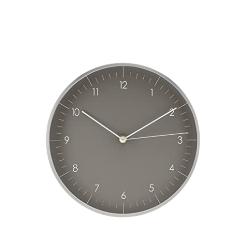 LUUK LIFESTYLE Modern Silent Quartz Wall Clock, 10in, Dark Grey & Silver | Designed in Germany, Simple & Elegant, Non-ticking, Analog, Battery operated, Housewarming gift, for Living room, Bedroom - color: Dark Grey, 10"