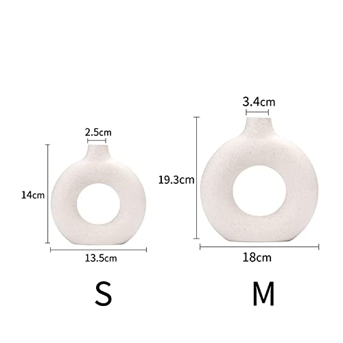 CEMABT Vases for Pampas Grass,Creative Vase Modern Home Decor,Handmade Vase White Ceramic Dried Flowers Crafts Ornaments for Office Home Deco Decoration - color: White, size: Medium and Small (2-Piece)