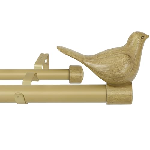 3/4" Diameter Farmhouse Double Window Treatment Curtain Rod, Bird Finials (48"-84", Cottage) - color: Cottage, size: 48"-84"