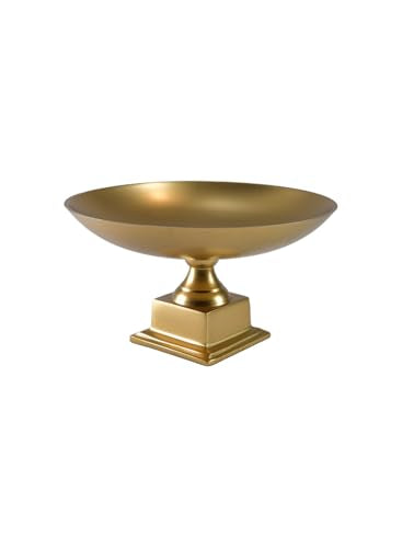 Serene Spaces Living Gold Pedestal Bowl - Add Fruit or Treats for a Table Centerpiece with Rich Gold Color, Ideal for Home Decor, Weddings, Parties, Events, Measures 10.75" Diameter &5.75" Tall - color: Gold Pedestal Bowl