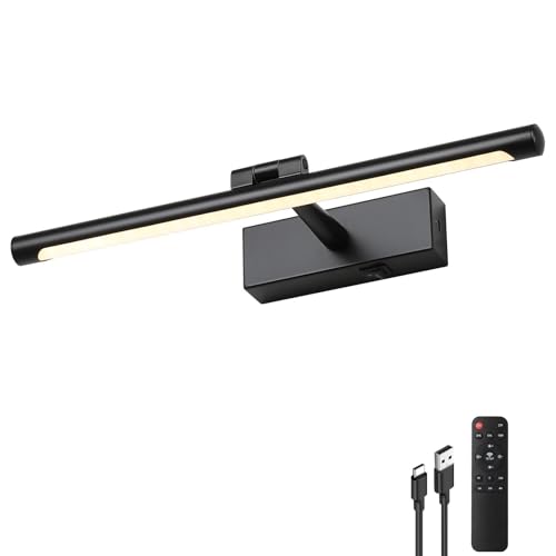 15.75 Inch Black Battery Operated Picture Light with Remote - color: Black, size: 15.75 In