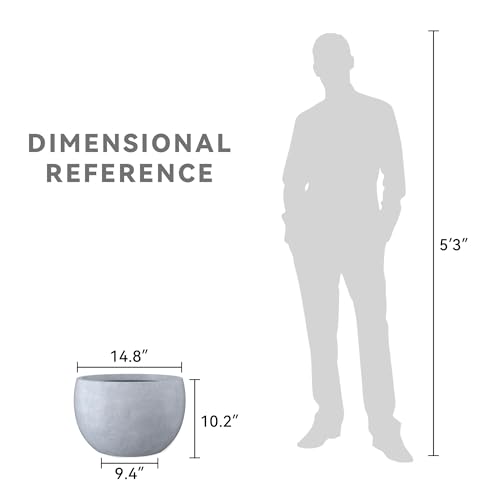 Kante Accent Round Bowl Blue Gray Concrete Planter 15.7" Dia, Outdoor - color: Slate Gray, size: 15.7" d