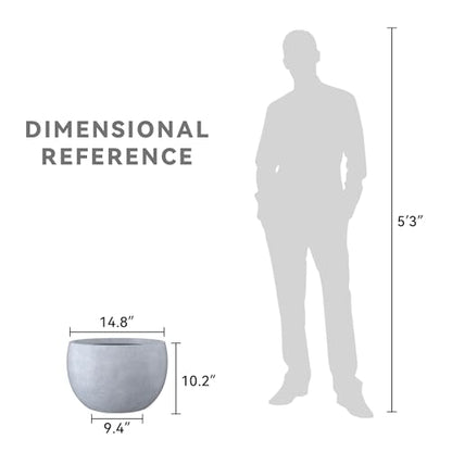 Kante Accent Round Bowl Blue Gray Concrete Planter 15.7" Dia, Outdoor - color: Slate Gray, size: 15.7" d
