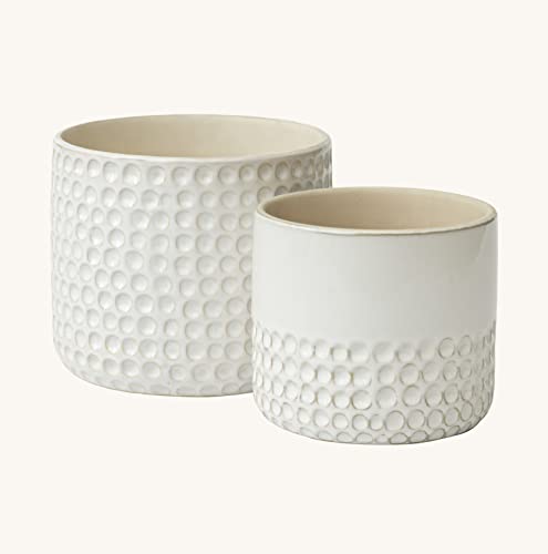LA JOLIE MUSE Ceramic Plant Pots, Flower Pots for Indoor Plants, Set of 2 - color: Ivory