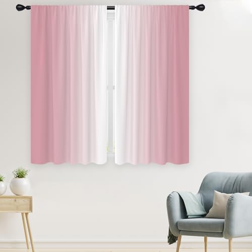 Pink White Curtains, Ombre, 2 Panels, 42" W x 63" L, Rod Pocket - color: Pink and White, size: 42"W x 63"L (Pack of 2)