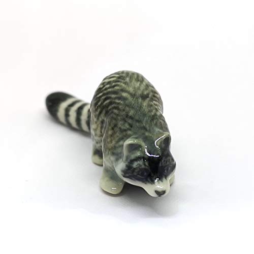 Handmade Ceramic Raccoon Figurine, Woodland Shelf Decor