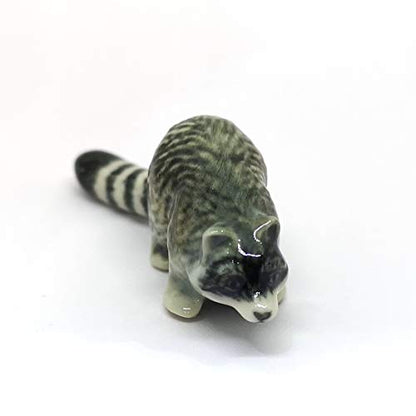 Handmade Ceramic Raccoon Figurine, Woodland Shelf Decor