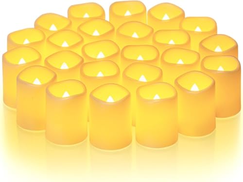 Homemory 24 Pack Ivory Flameless Flickering LED Votive Tealights Candles - color: Ivory (Warm White Llight), size: 24 Pack