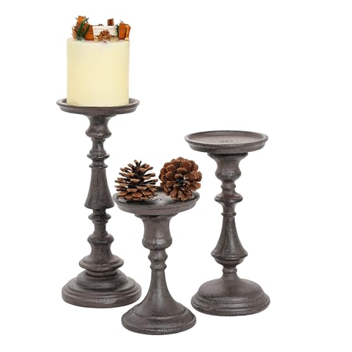 Sungmor Rustic Cast Iron Pillar Candle Holder, 5.9 Inches Tall - color: Small - 5.9inch Tall