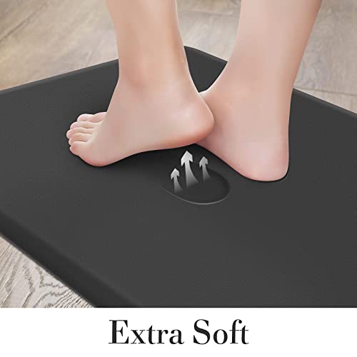 HappyTrends 2 PCS Kitchen Mat Cushioned Anti-Fatigue Floor Mat - color: Black, size: 17.3"x39"+17.3"x39"