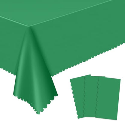 NatNarr 6 Pcs Green Tablecloths Plastic, Scalloped Rectangle Table Cloth - color: Green, size: 6 Pack
