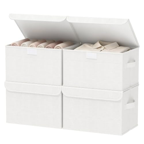 Foldable Storage Bins, Closet Boxes, 4 Pack, White, 13x9x7.9 In - color: White, size: Medium（4 Pack）
