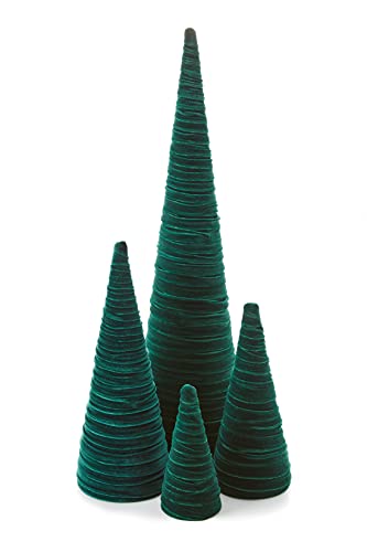 Your Heart's Content Velvet Trees Set of 4 Emerald, Winter Mantle, Valentine Tabletop Tree, Glam Entryway, Shelf Accent, Wedding Centerpiece, Cozy (Emerald) - color: Emerald
