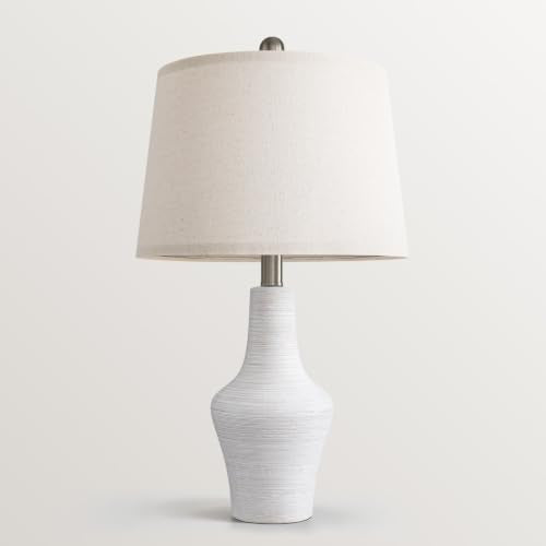23" Farmhouse Ceramic Table Lamp Modern Bedside Lamps Off-White - color: 23.25" Single - Off-White