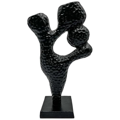 Pemberly Row Handmade Aluminum Abstract Sculpture, 14 in Tall, Black Finish, Decorative Modern Artwork for Living Room, Bedroom, Kitchen, Home Décor