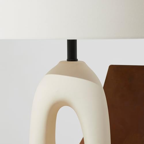 Brightech Artemis LED Table Lamp - Unique, Modern, Natural Ceramic Lamp for Bedside, Nightstand, Desk - Cozy, Chic Home Decor, Warm White Light and USB-C Charging for Living Room, Bedroom, Entryway