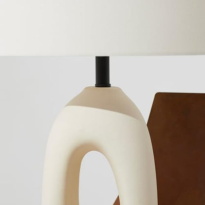 Brightech Artemis LED Table Lamp - Unique, Modern, Natural Ceramic Lamp for Bedside, Nightstand, Desk - Cozy, Chic Home Decor, Warm White Light and USB-C Charging for Living Room, Bedroom, Entryway