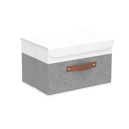 Yawinhe Collapsible Storage Boxes,White/Grey,10.2x7.9x6.7in,1-Pack - color: White/Grey, size: S/(1 Pack)