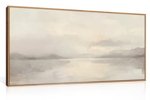 LHIUEM Large Abstract Neutral Beige Pastel Framed Canvas Wall Art-20"x40"x1 - color: Abstract Neutral Beige Pastel Wall Art, size: 40"L x 20"W