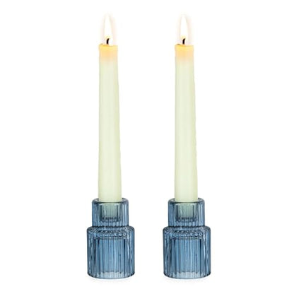 Hewory Glass Candlestick Holders Bulk, 2 PCS Blue Taper Candle Holders - color: Blue, size: 2PCS