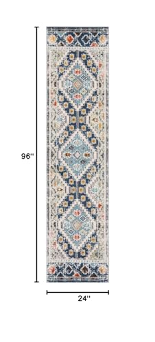 SAFAVIEH Madison Collection Runner Rug - 2' x 8', Navy & Beige, Boho Diamond Distressed Design, Non-Shedding & Easy Care, Ideal for High Traffic Areas in Living Room, Bedroom (MAD418M) - color: Navy/Beige, size: 2' x 8' (Runner)