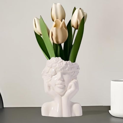 BrownLove Ceramic Face Vase for Decor Female Form Art Vases Modern Decorative Vase Centerpiece for Table Shelf Living Room Office Bedroom Small - style: Face vase 1