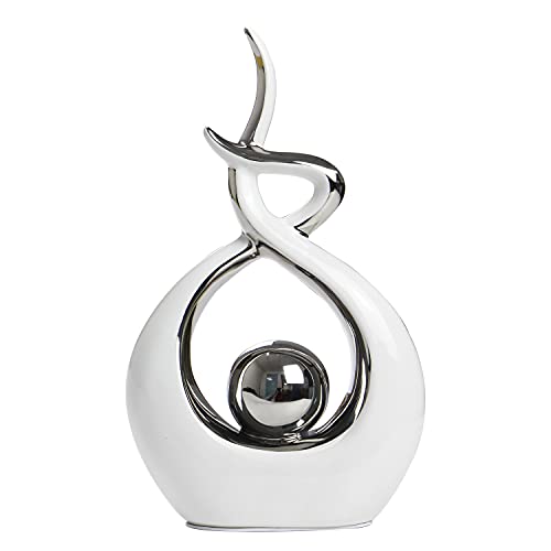Norrclp Home Decor Modern Abstract Art Ceramic Statue Table Decorations - color: White and Silver, size: Small