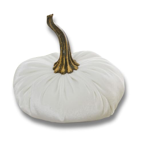 Your Heart's Content Ivory 6.25 inch Velvet Pumpkin (Ivory) - color: Ivory