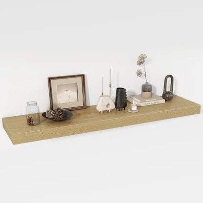 Acovy 48 Inch Floating Shelves, 12" Deep Floating Shelf Wall Mounted, 48" Wall Shelves, Rustic Deep Bookshelf, Extra Deeper & Thicker Display Shelves for Bedroom, Living Room, Set of 1 - color: Oak, size: 12"Wx48"L-1pc