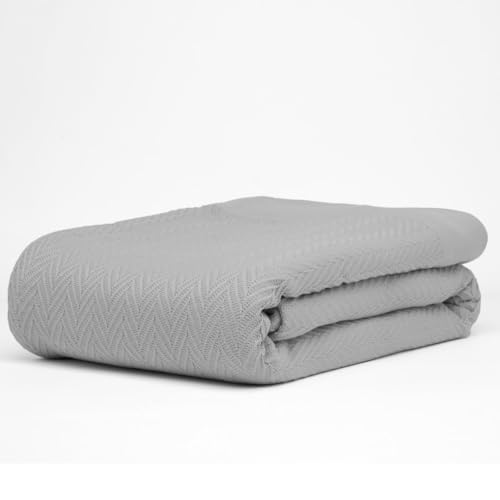 100% Cotton Herringbone Blankets, 108"X90" King, Throw Blanket for Bed All Season Cotton Blanket, Cozy Blanket,Throws & Bed Blanket, Throw Blanket for Couch, Modern Home Decor -Scottish Grey - color: Herringbone -Scottish Grey, size: King (U.S. Standard)