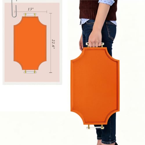 57.9 x 33cm(22.6 x 13인치) 커피 테이블 트레이 샤그린 스캘럽 장식 오토만 트레이 - color: 주황색., size: 22.6" x 13" x 2"