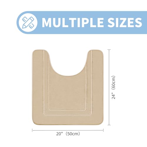 Cupic Cupid Memory Foam Toilet Rug 24"×20", U-Shaped Bath Mat, Beige - color: Deep Khaki, size: 1'8" x 2' (24" x 20"（U-Shape）)