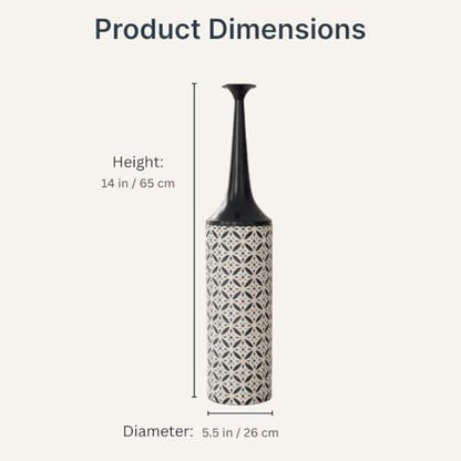 Leewadee Large Floor Vase 26 inches Metal for Pampas Grass, Dried Flowers - color: Black, White