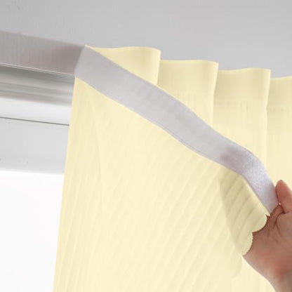 Beige Gauze Curtains Sheer Self-Adhesive, Translucent Privacy Panel, Fold-Up Portable Curtain No Drill (44" W x 63" L,Beige,2 Panels) - color: Beige, size: 44"W x 63"L (Pack of 2)