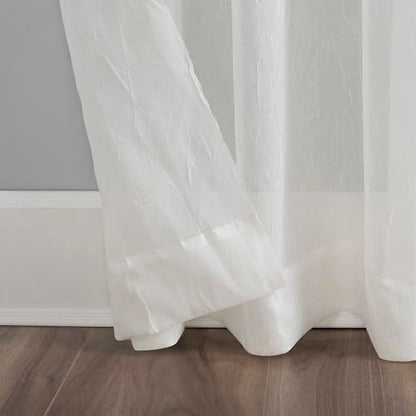 No. 918 Erica Crushed Sheer Voile Grommet Curtain Panel - color: Eggshell Off-white, size: 51"W x 95"L (Pack of 1)