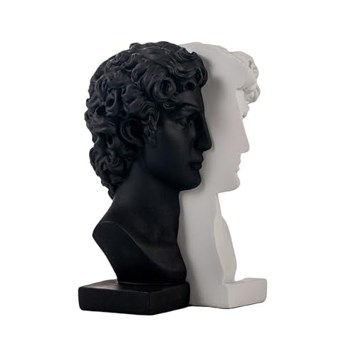 Lukitas David Decorative Bookends, Half-and-Half Book Ends, B&W‌ 9.5'' - color: David - Bk&wh