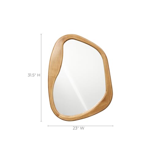 LuxenHome Irregular Oblong Wall Mirror, Accent with Natural Wood Frame - color: Irregular Oblong