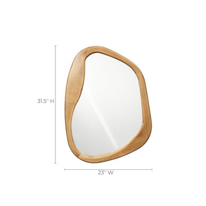 LuxenHome Irregular Oblong Wall Mirror, Accent with Natural Wood Frame - color: Irregular Oblong