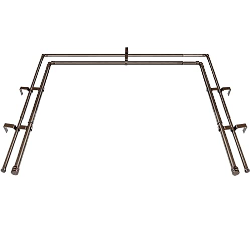 HOTOZON Double Bay Window Curtain Rods 36 to 72 Inches(Center Rod), Bronze - color: Antique Bronze