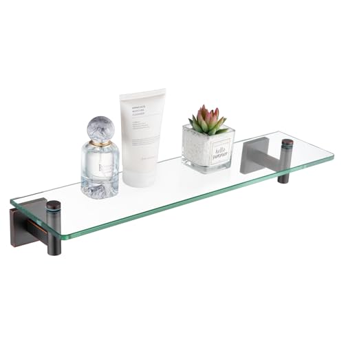 KOKOSIRI Wall Shelves Bathroom Hardware Glass Floating Shelf 20-Inch for Bedroom, Living Room, Kitchen, Hanging Rack Oil Rubbed Bronze B1105ORB-L20 - color: Oil Rubbed Bronze, size: 20-Inch
