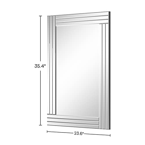 Decorative Wall Mirror 36"x24" Rectangle Silver Wall Mounted Mirror - color: Silver6, size: 36"L x 24"W