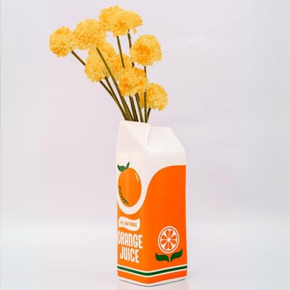 ban.do Retro Inspired Novelty 세라믹 OJ 판지 꽃병, 오렌지 주스 - color: 오렌지 주스.