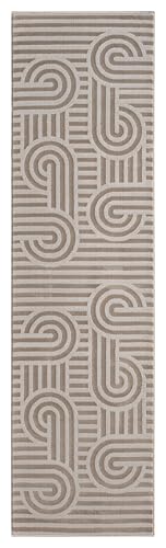2x7 Beige Modern Geometric Area Rug for Living Room, Bedroom - color: 1004 - Beige, size: 2' x 7' (Rectangular)